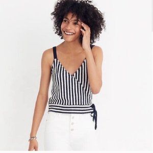 Madewell Striped Wrap Cropped Tank Top Navy Cream